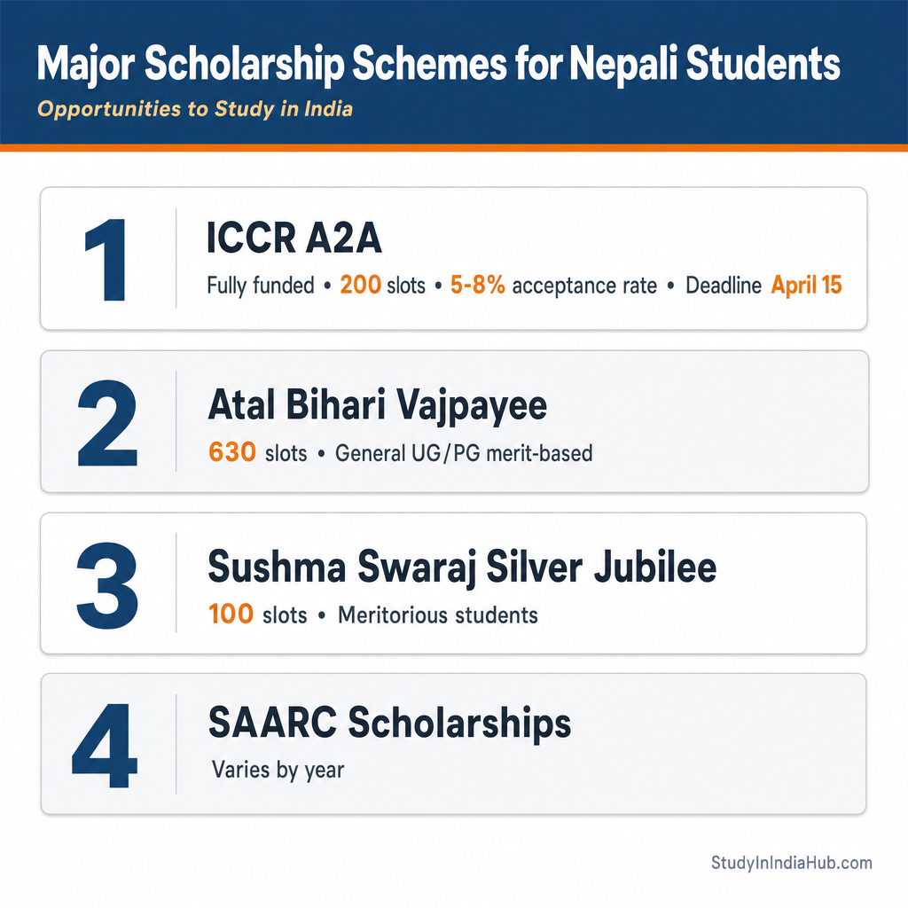 StudyInIndiaHub.com — Major Scholarship Schemes for Nepali Students